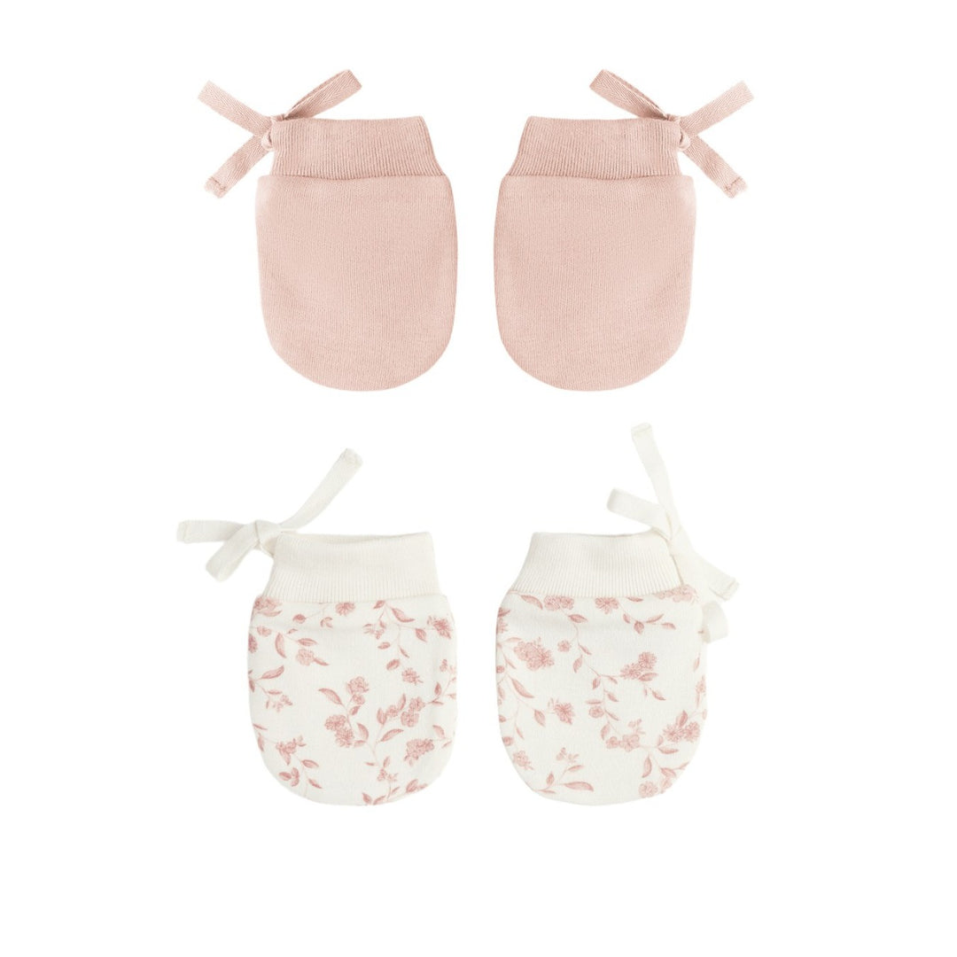 PRE-ORDER Quincy Mae No Scratch Mittens, Set Of 2 || Rose, French Garden
