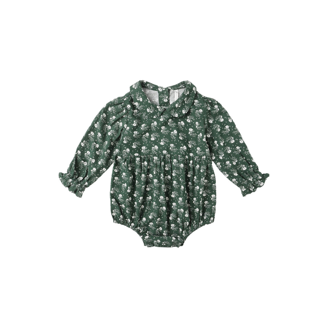 PRE-ORDER Rylee + Cru Cora Romper || Green Ditsy
