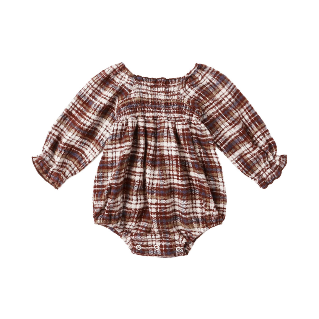 PRE-ORDER Rylee + Cru Adelaide Romper || Burgundy Plaid