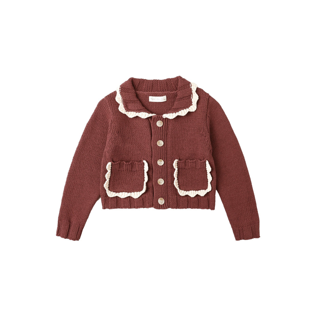 PRE-ORDER Rylee + Cru Collared Cardigan || Burgundy