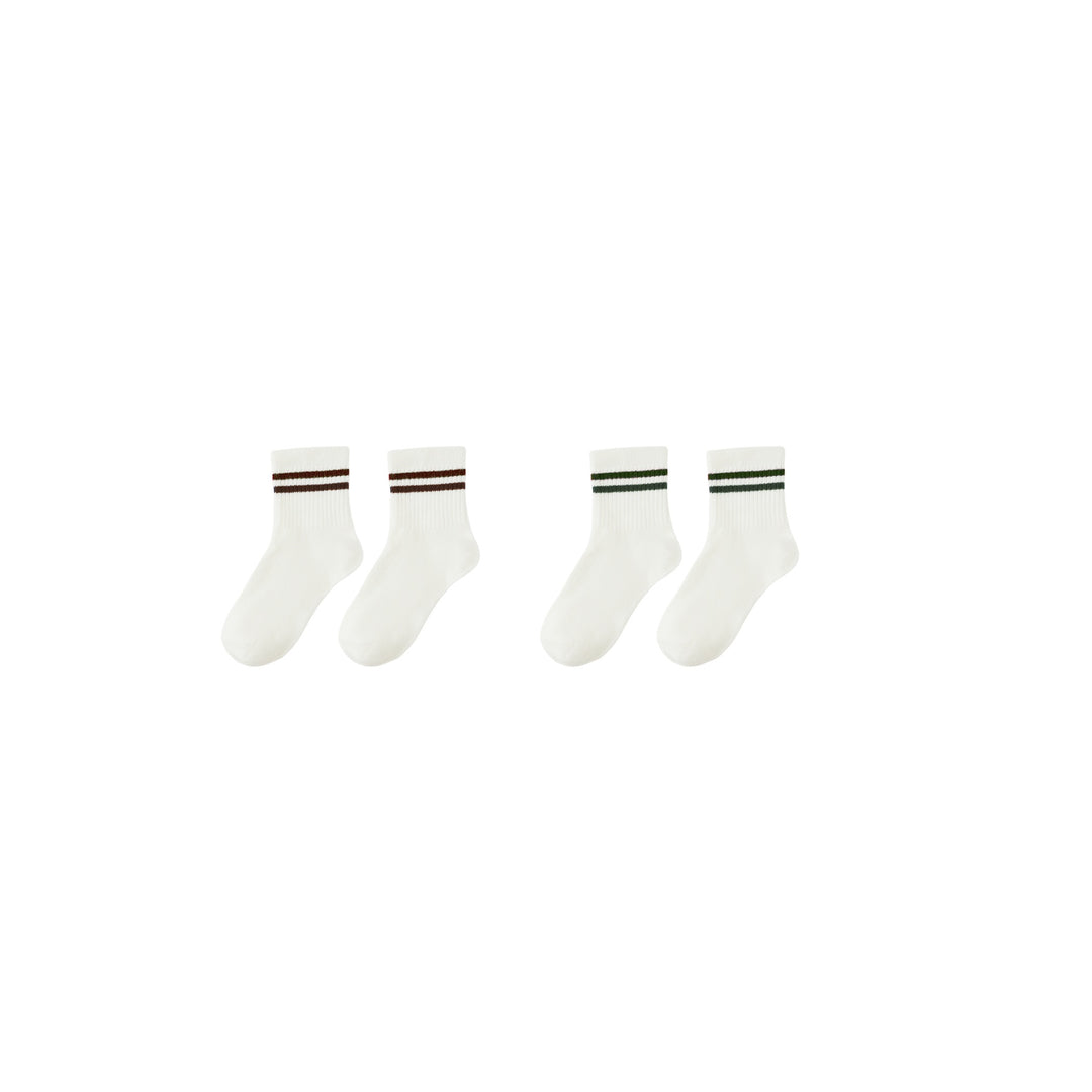 PRE-ORDER Rylee + Cru Stripe Socks, Set Of 2 | Brown + Green Stripe
