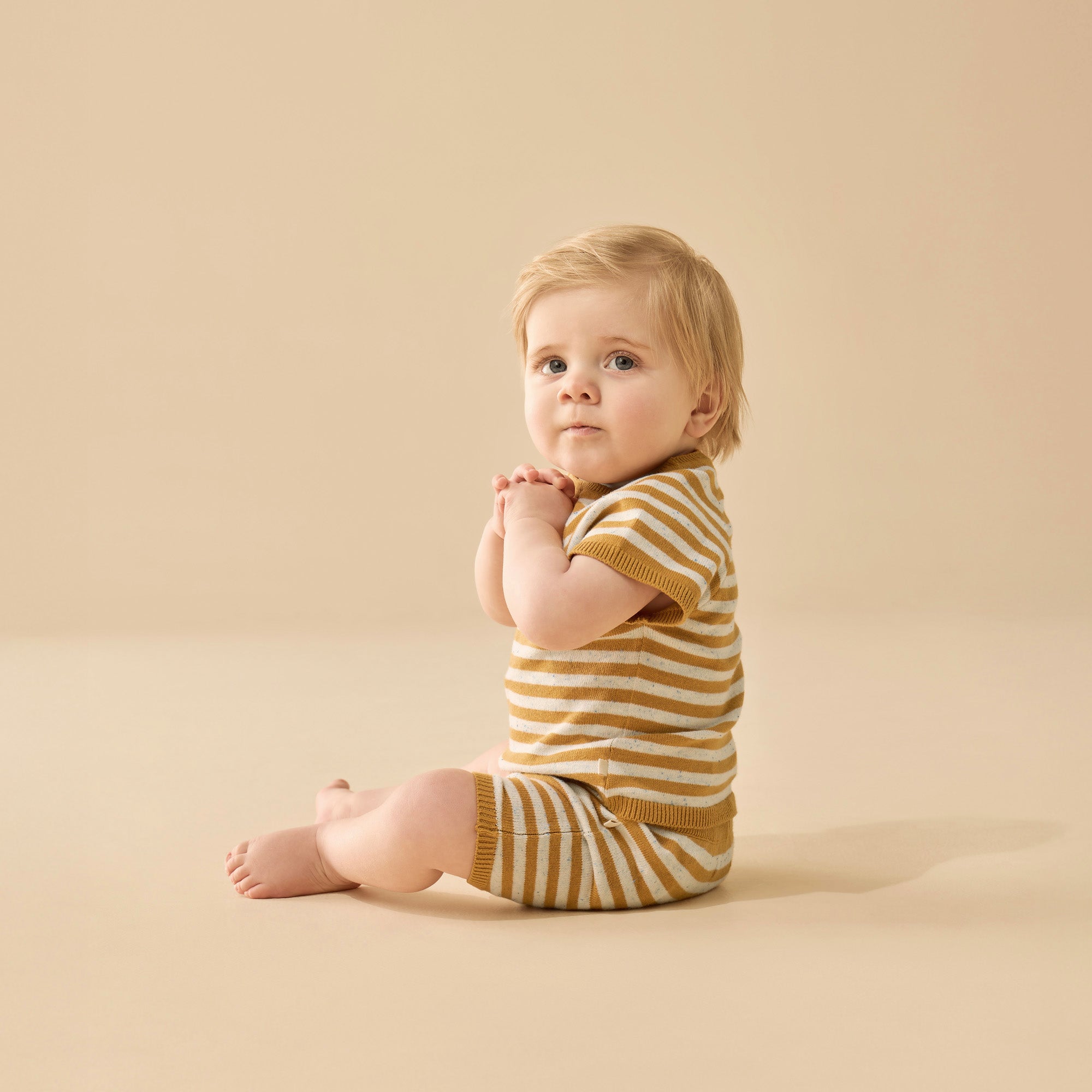 Organic Knitted Set - Golden Wave Stripe