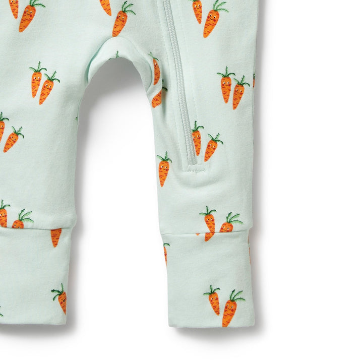Wilson and Frenchy Organic Zipsuit With Feet - Cute Carrots