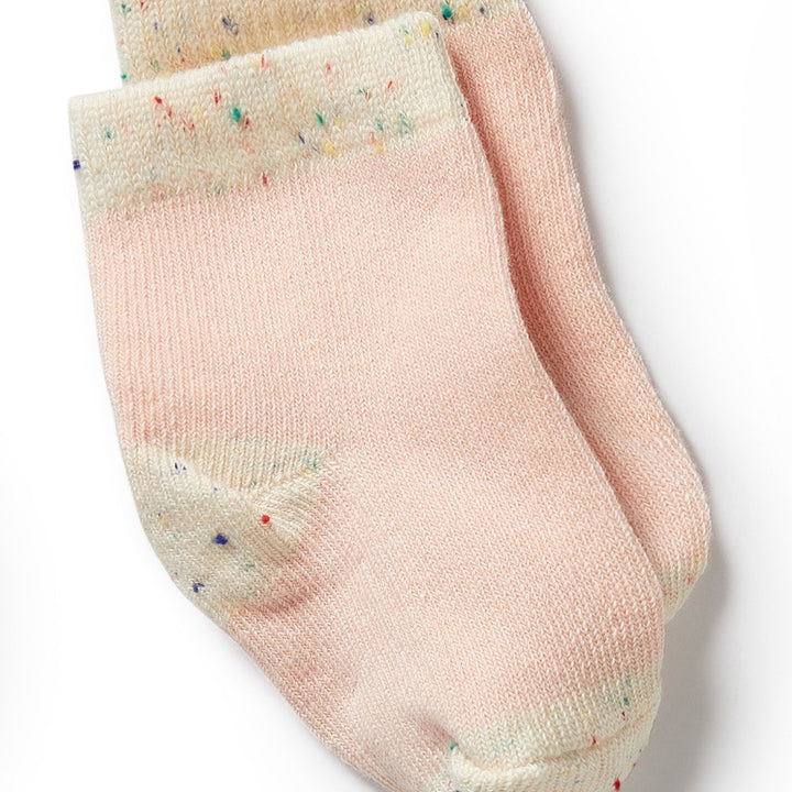 Wilson and Frenchy Organic 3 Pack Baby Socks - Mint Green, Cream, Pink