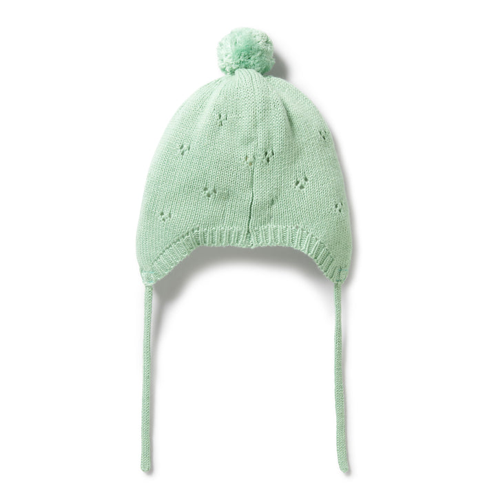 Wilson and Frenchy Knitted Pointelle Bonnet - Mint Green