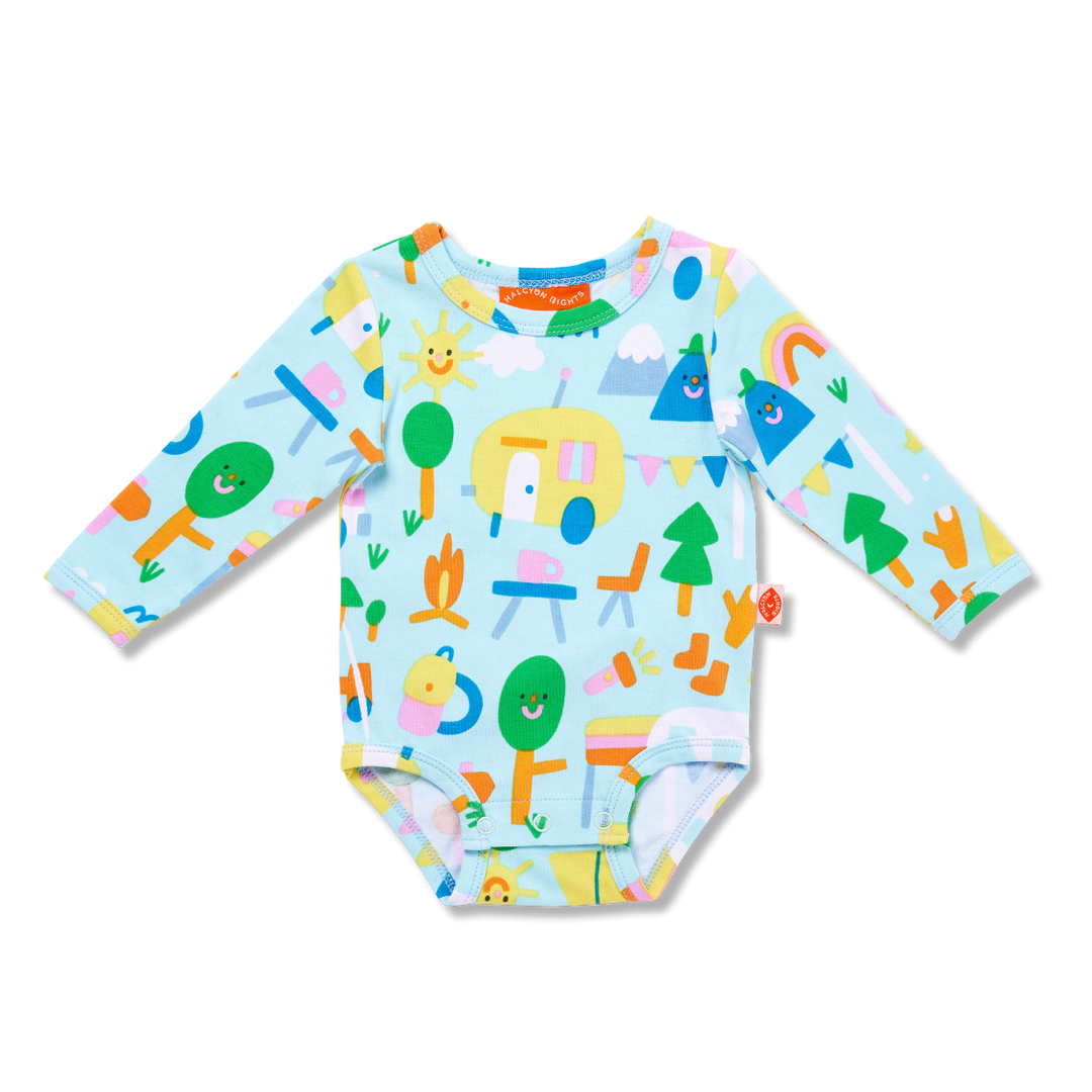 Halcyon Nights Happy Campers Long Sleeve Bodysuit