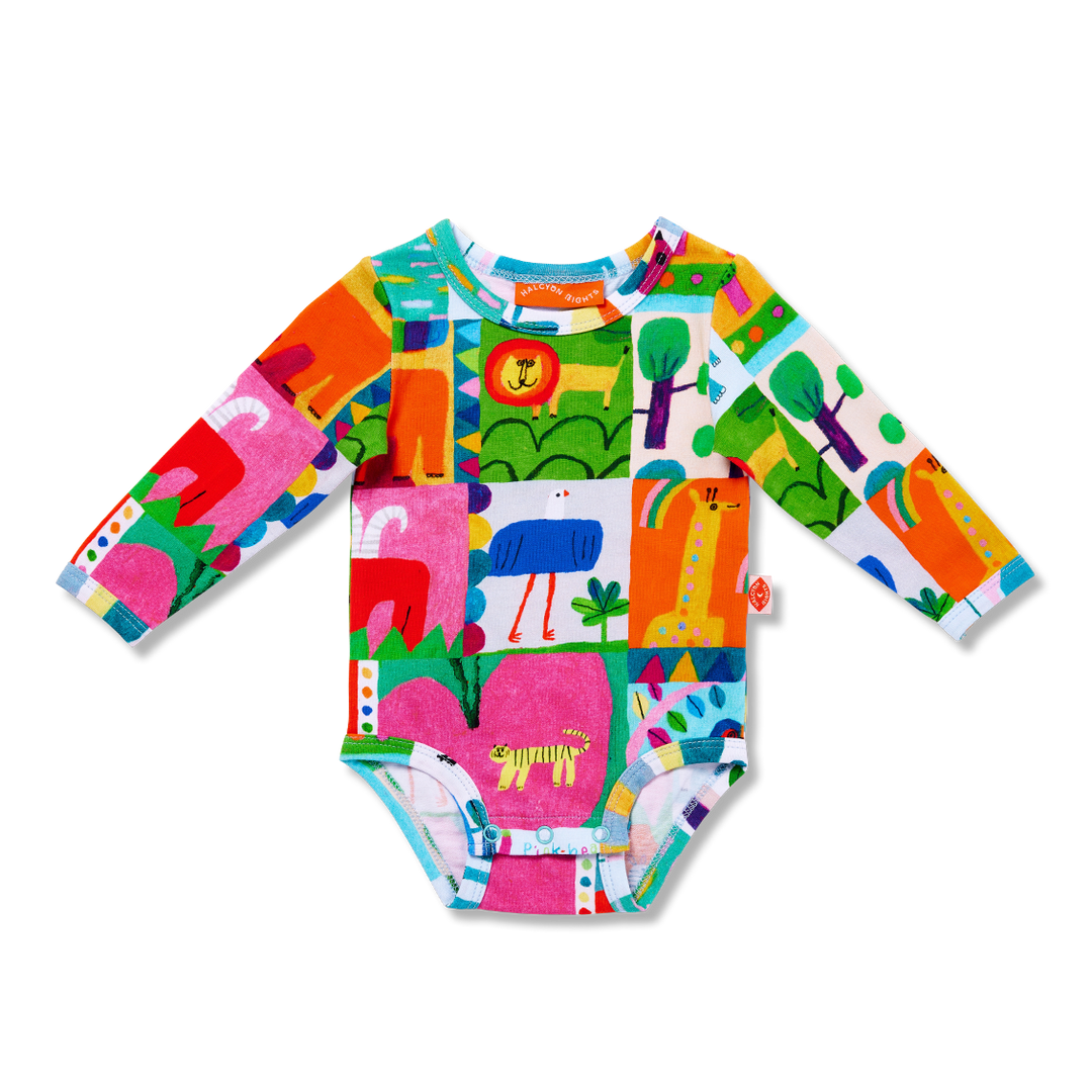 Halcyon Nights Safari Park Long Sleeve Bodysuit