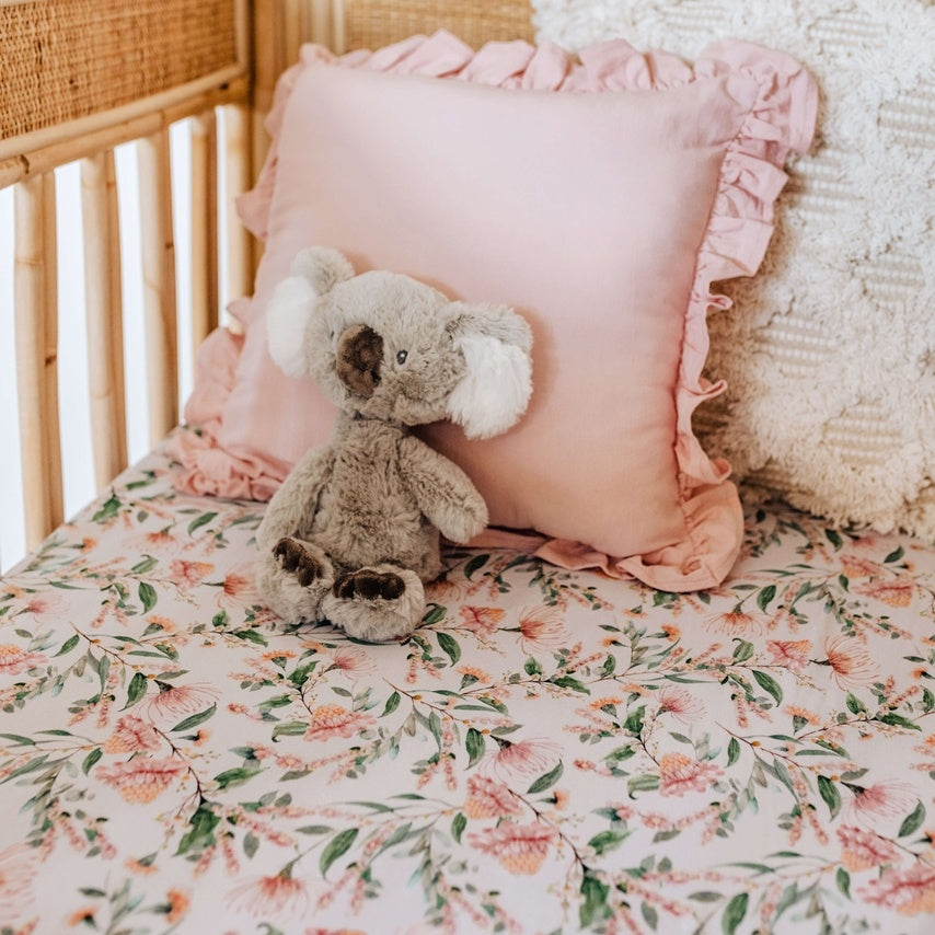 Snuggle Hunny Fitted Cot Sheet - Wattle