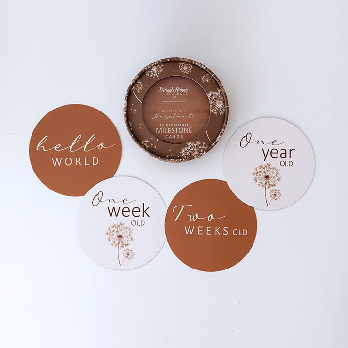 Snuggle Hunny Reversible Milestone Cards - Dandelion & Hazelnut
