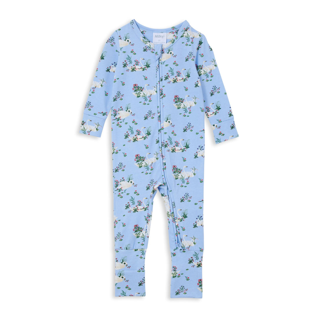 Milky Zip Romper - Swans