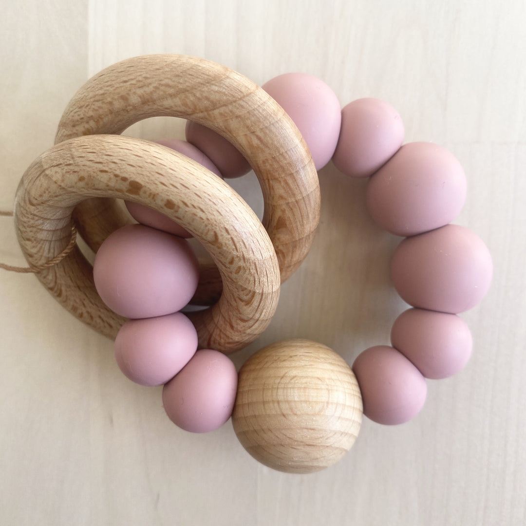 Luna Rattle/Teether - Dusty Pink