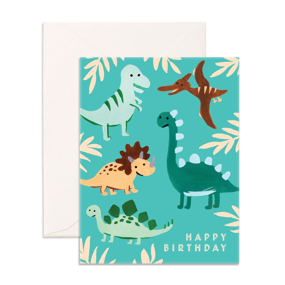 Birthday Dinos Foil Greeting Card