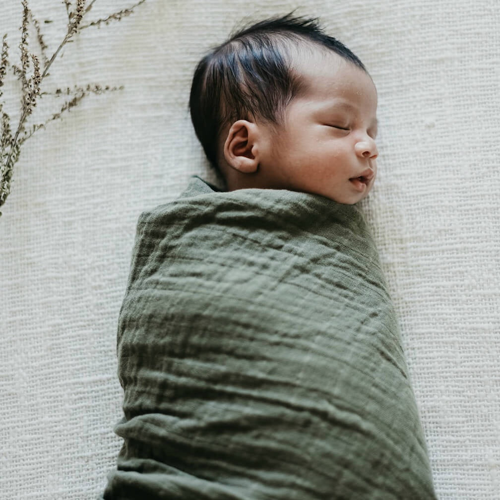 Snuggle Hunny Organic Cotton Muslin Wrap - Dusty Olive