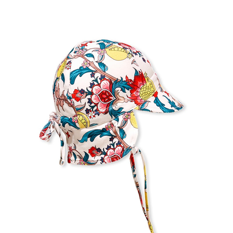 Milky Citrus Floral Baby Hat - Oatmeal