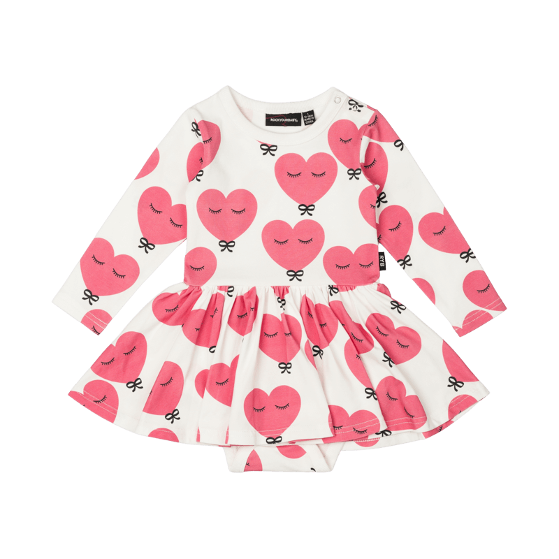 Rock Your Baby Pink Heart Baby Waisted Dress