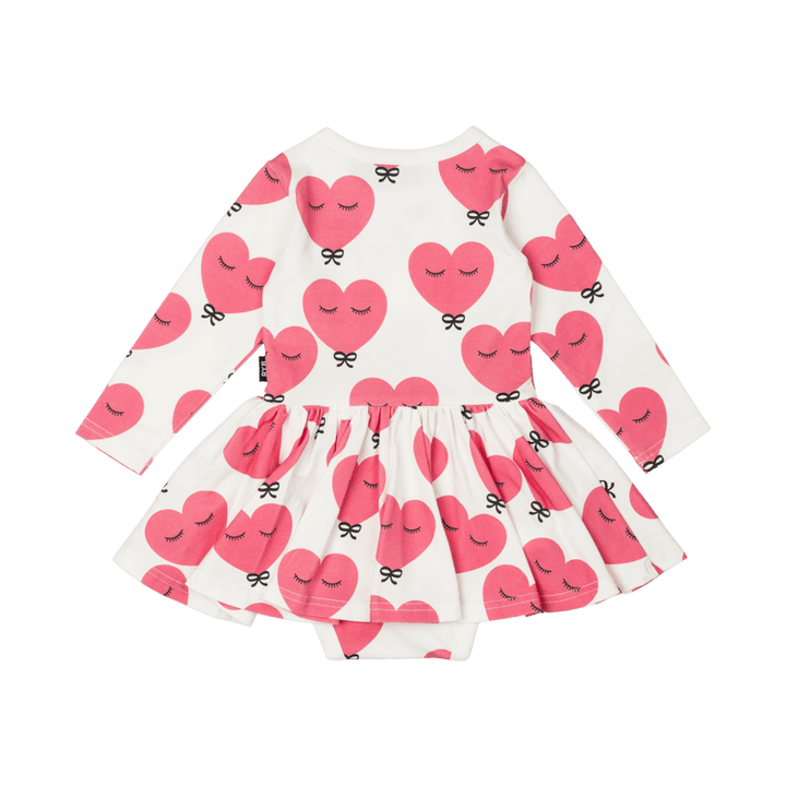 Rock Your Baby Pink Heart Baby Waisted Dress