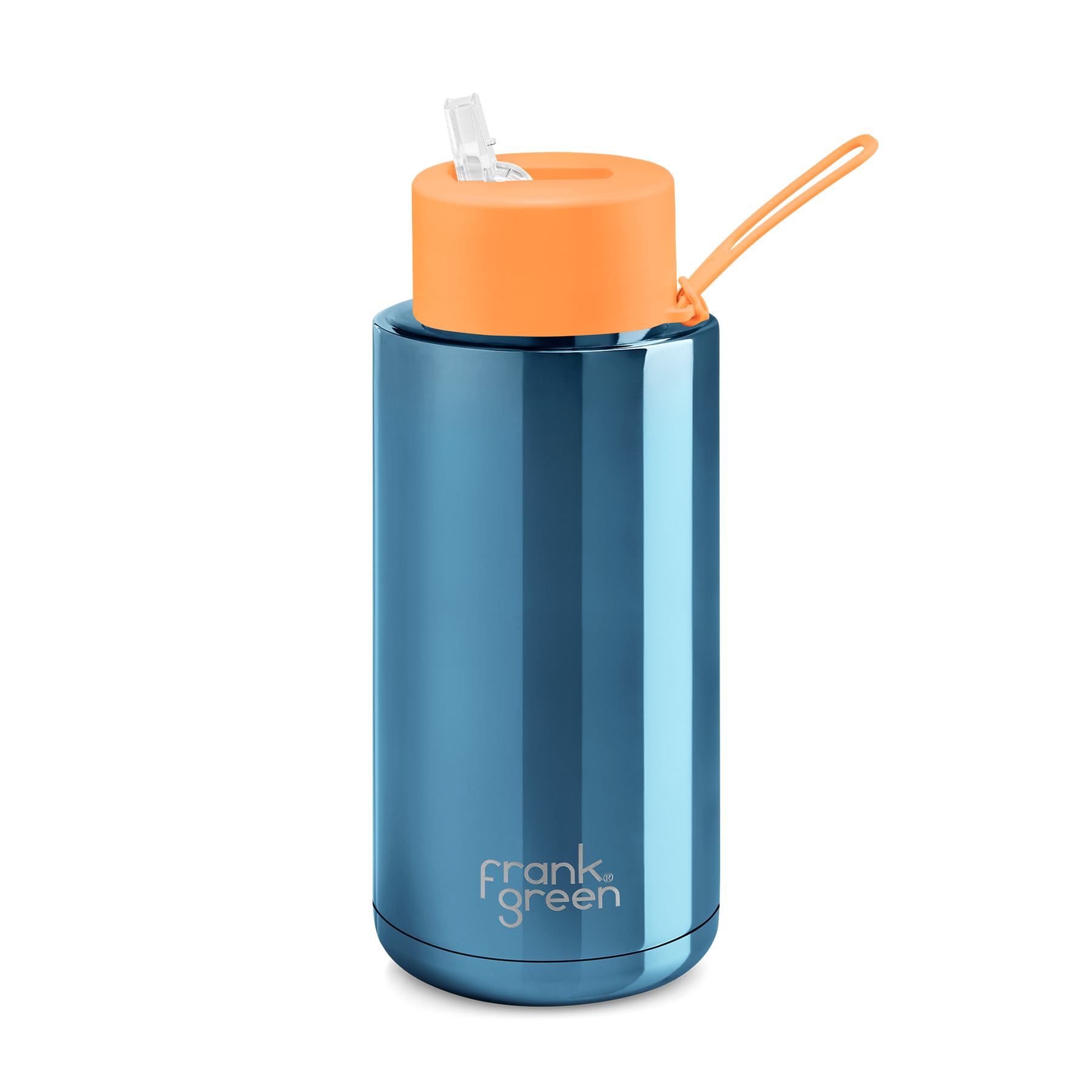 Frank Green Drink Bottle 1L Blue/Neon Orange Daisy and Hen