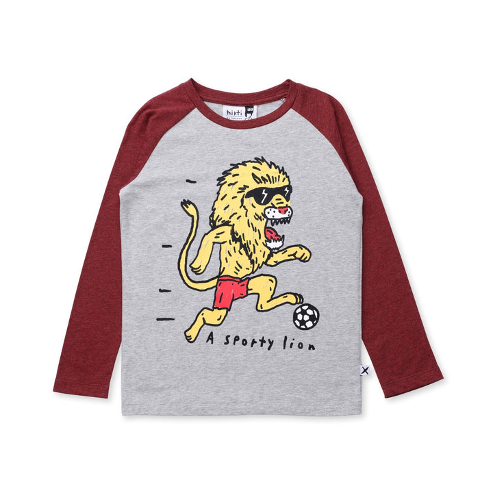 Minti A Sporty Lion Tee - Grey/Red Marle