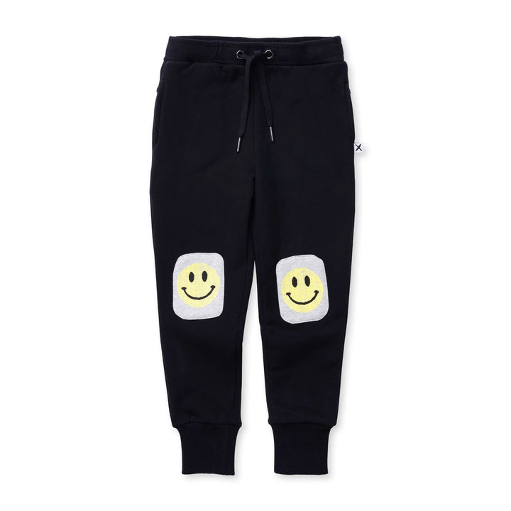 Minti Pixelled Face Furry Trackies - Black/Grey Marle