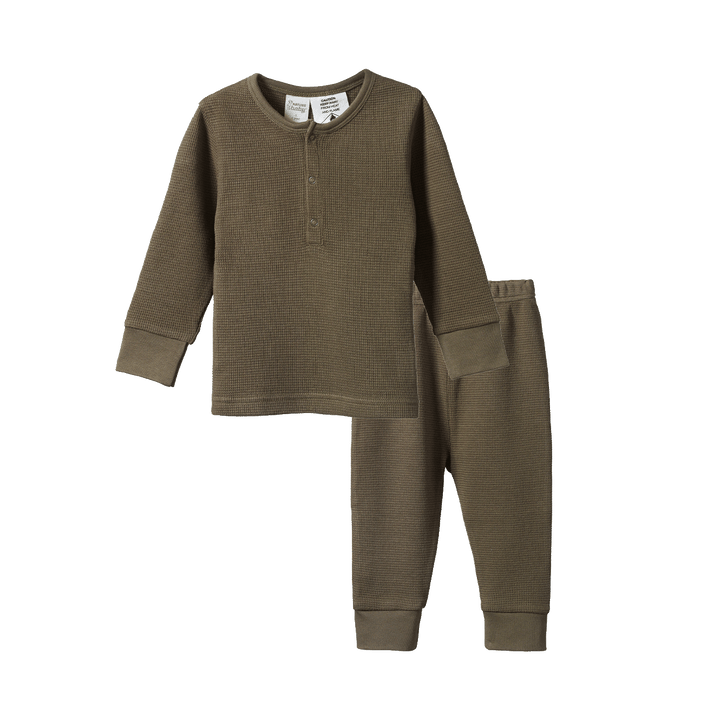 Nature Baby Long Sleeve Waffle Pyjamas - Seed