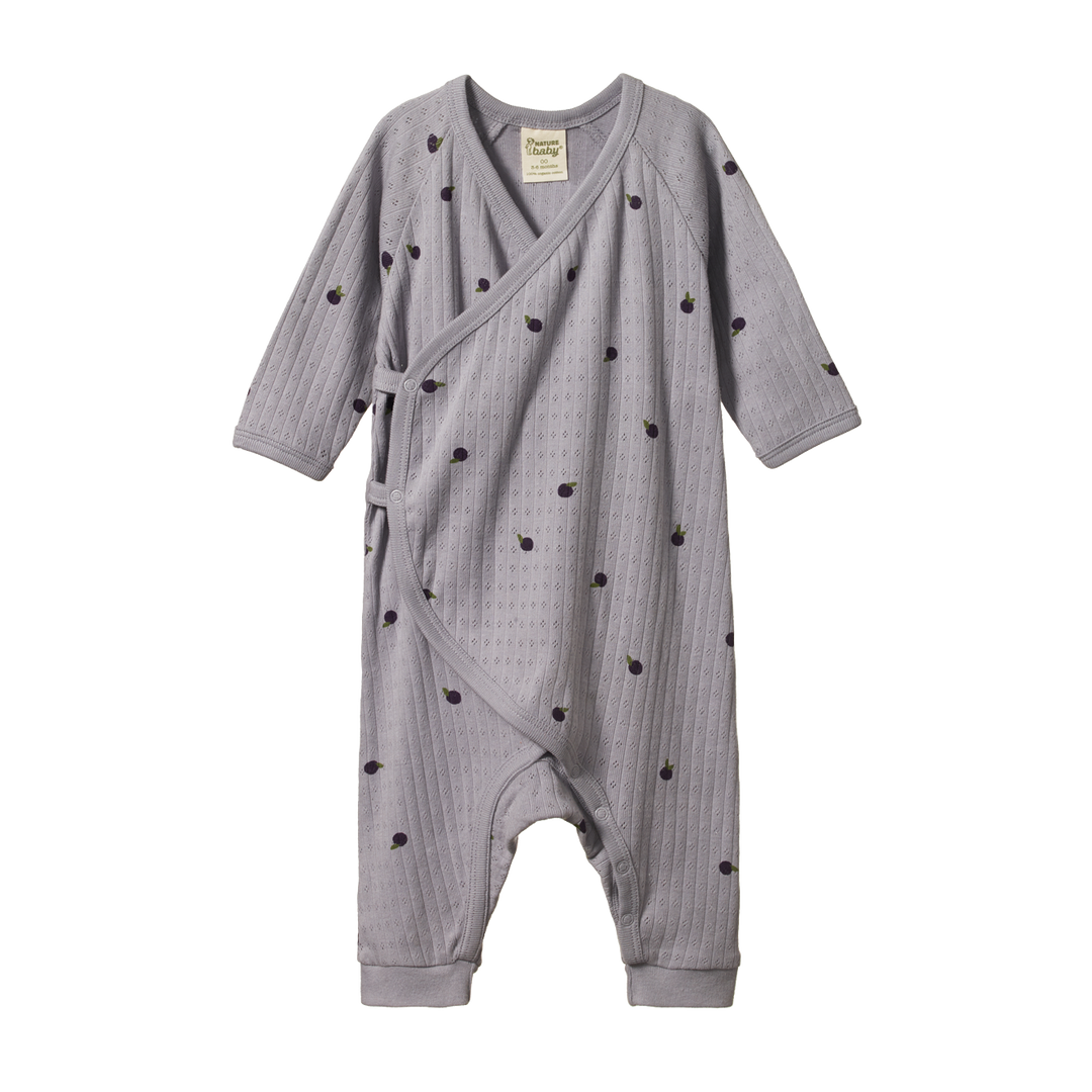 Nature Baby Stretch & Grow Kimono Pointelle Suit - Petite Plum Print
