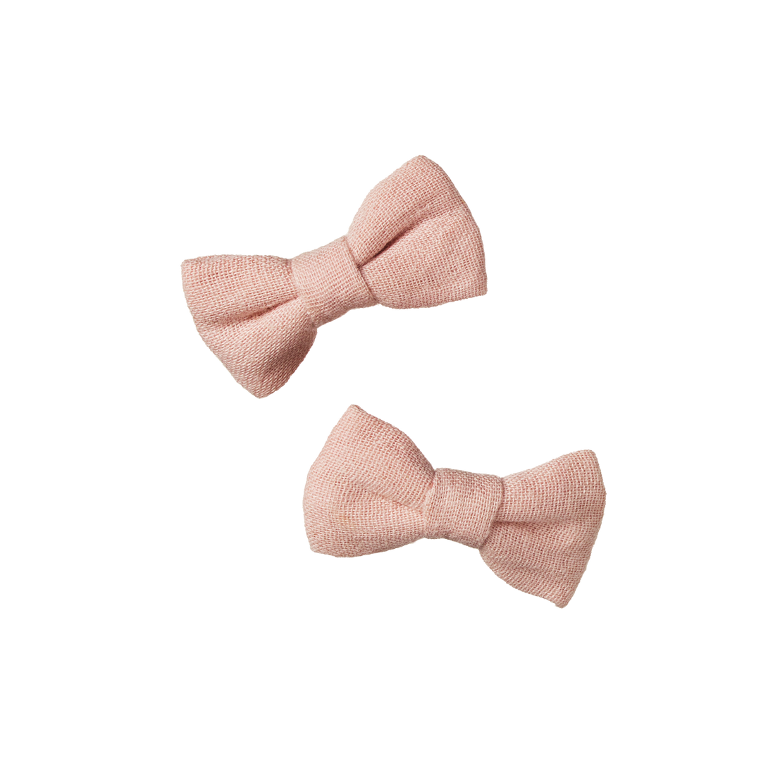 Nature Baby Bow Hair Clips 2 Pack - Rose Dust Crinkle