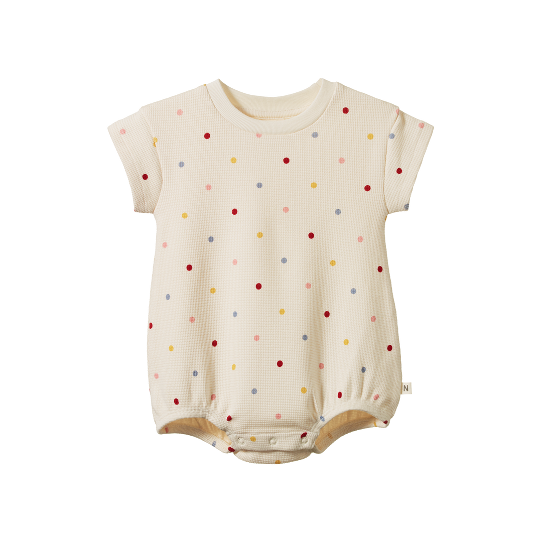 Nature Baby Juno Romper Waffle - Polka Dot Dusky Print