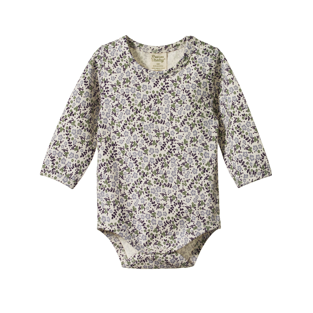 Nature Baby Long Sleeve Stretch Jersey Bodysuit - Daisy Belle Lilac Print