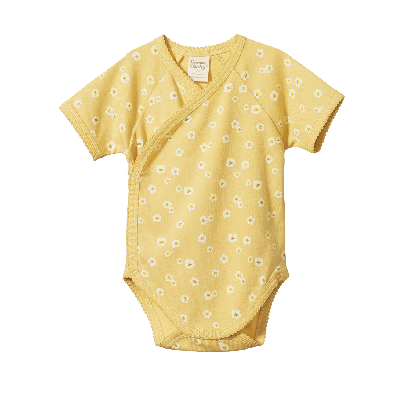 Nature Baby Short Sleeve Kimono Bodysuit Strawberry Flower Print Daisy and Hen