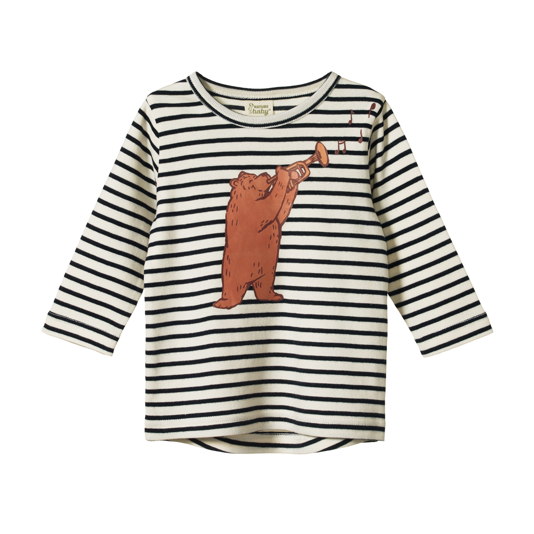 Nature Baby Long Sleeve River Tee - Folk Bear Print