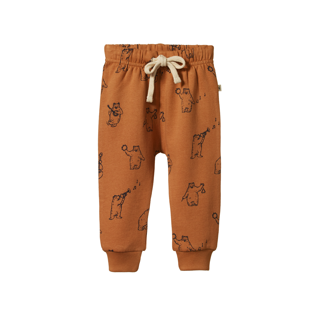 Nature Baby Sunday Trackies - Bluegrass Bears Pecan Print