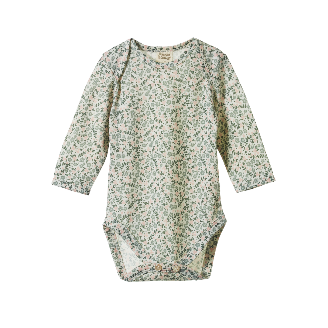 Nature Baby Merino Essential Long Sleeve Bodysuit - Daisy Belle Print