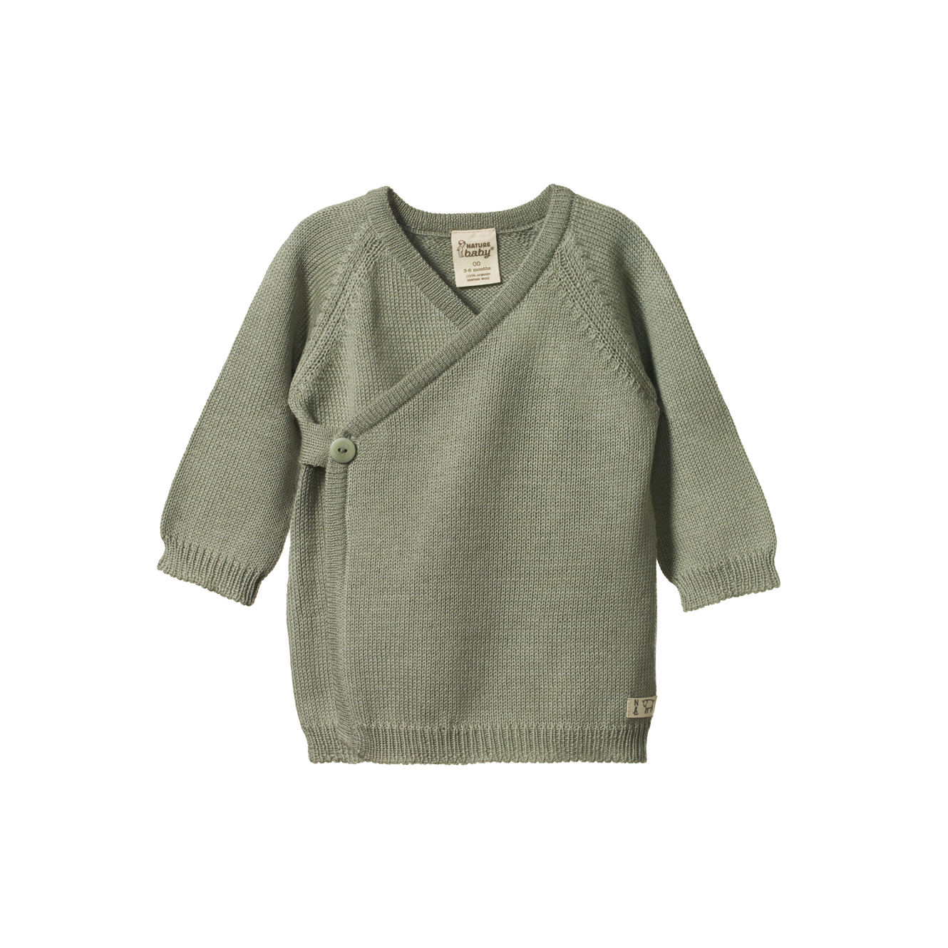 Nature Baby Merino Knit Kimono Jacket - Seedling