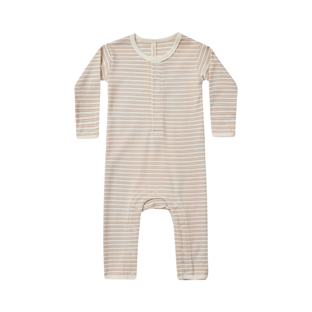 Quincy Mae Baby Jumpsuit - Oat Stripe