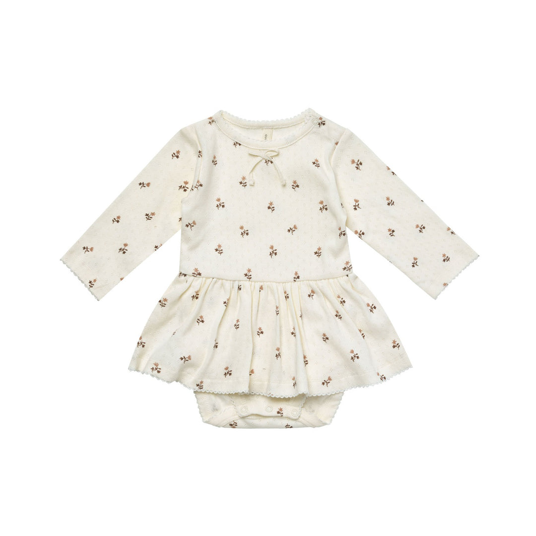 Quincy Mae Pointelle Skirted Bodysuit - Rose Fleur