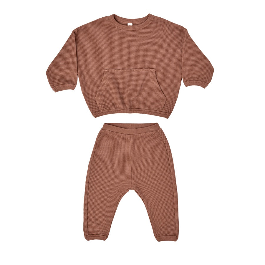 Quincy Mae Waffle Zip Footie in Sky