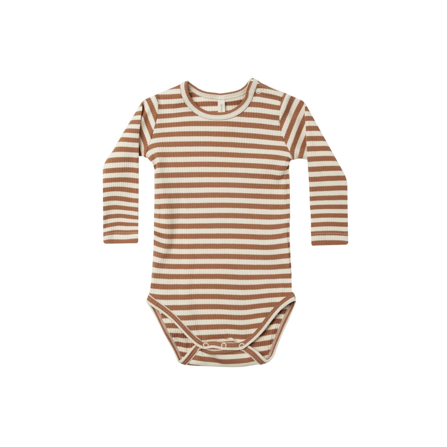 Quincy Mae Ribbed Long Sleeve Bodysuit - Cinnamon Stripe
