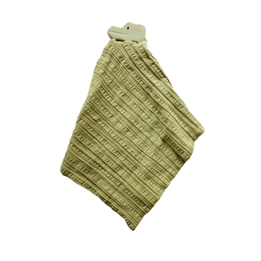 Tikiri Teether - Crocodile with Green Muslin Comforter