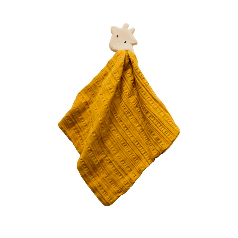 Tikiri Teether - Giraffe with Mustard Muslin Comforter