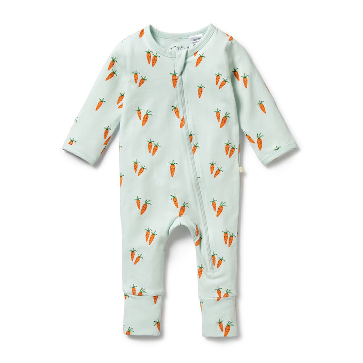 Wilson and Frenchy Organic Zipsuit With Feet - Cute Carrots