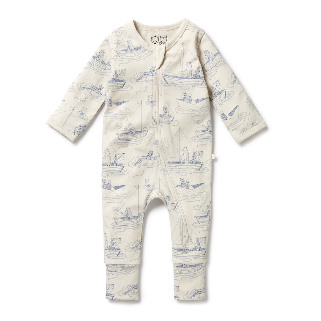Wilson and Frenchy Organic Zipsuit with Feet - Sail Away