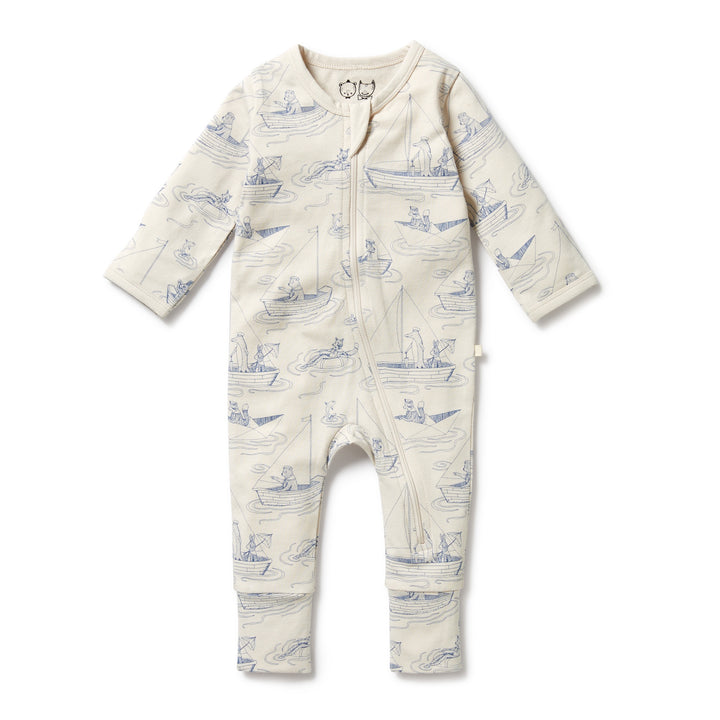 Wilson and Frenchy Organic Zipsuit with Feet - Sail Away