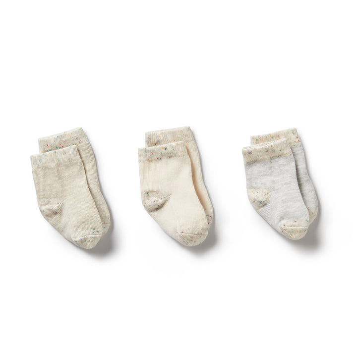 Wilson and Frenchy Organic 3 Pack Baby Socks - Cream, Oatmeal, Grey Cloud