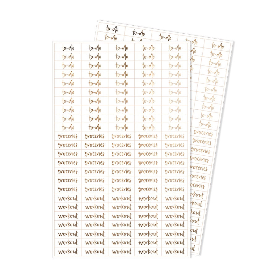 Emma Kate Co. Extra Word Stickers | To-Do + Groceries + Workout | 2 Sheets