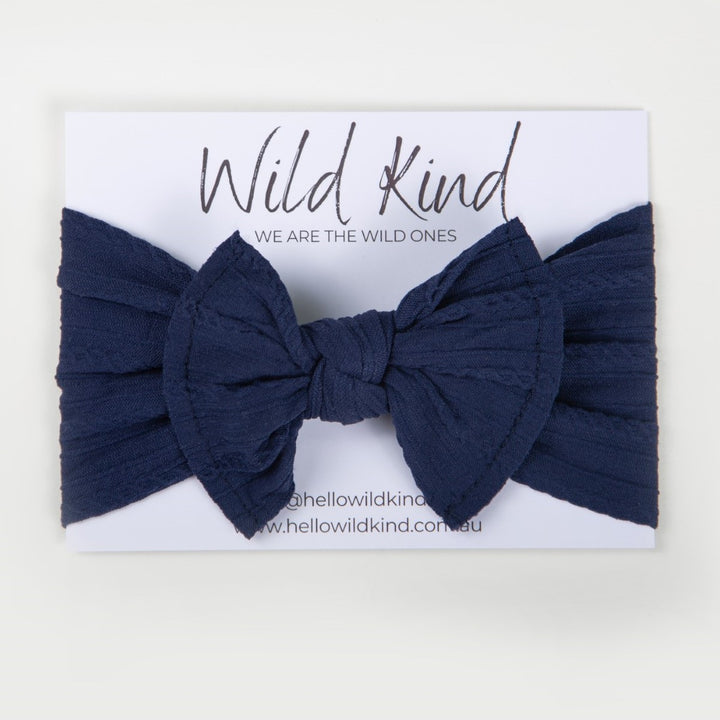 Wild Kind Ayla Wide Bow Headband - Navy