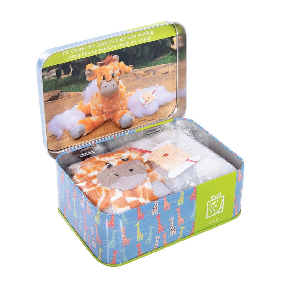 George the Giraffe Sewing Kit in a Tin