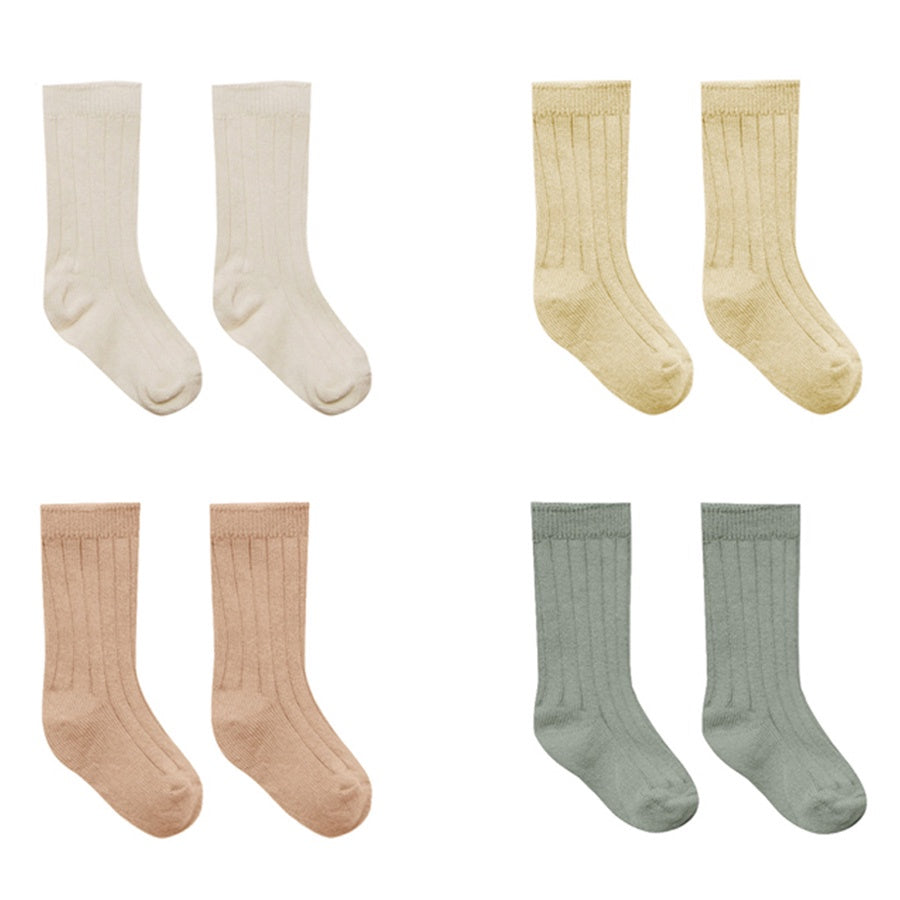 Quincy Mae Socks, Set Of 4 | Natural, Yellow, Apricot, Sea Green
