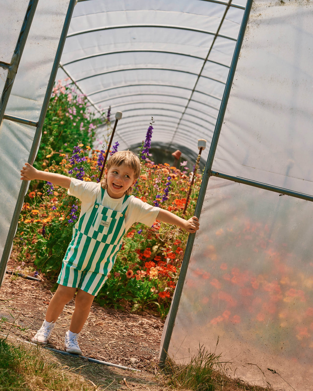 Happy Stripe Button Burton Overalls