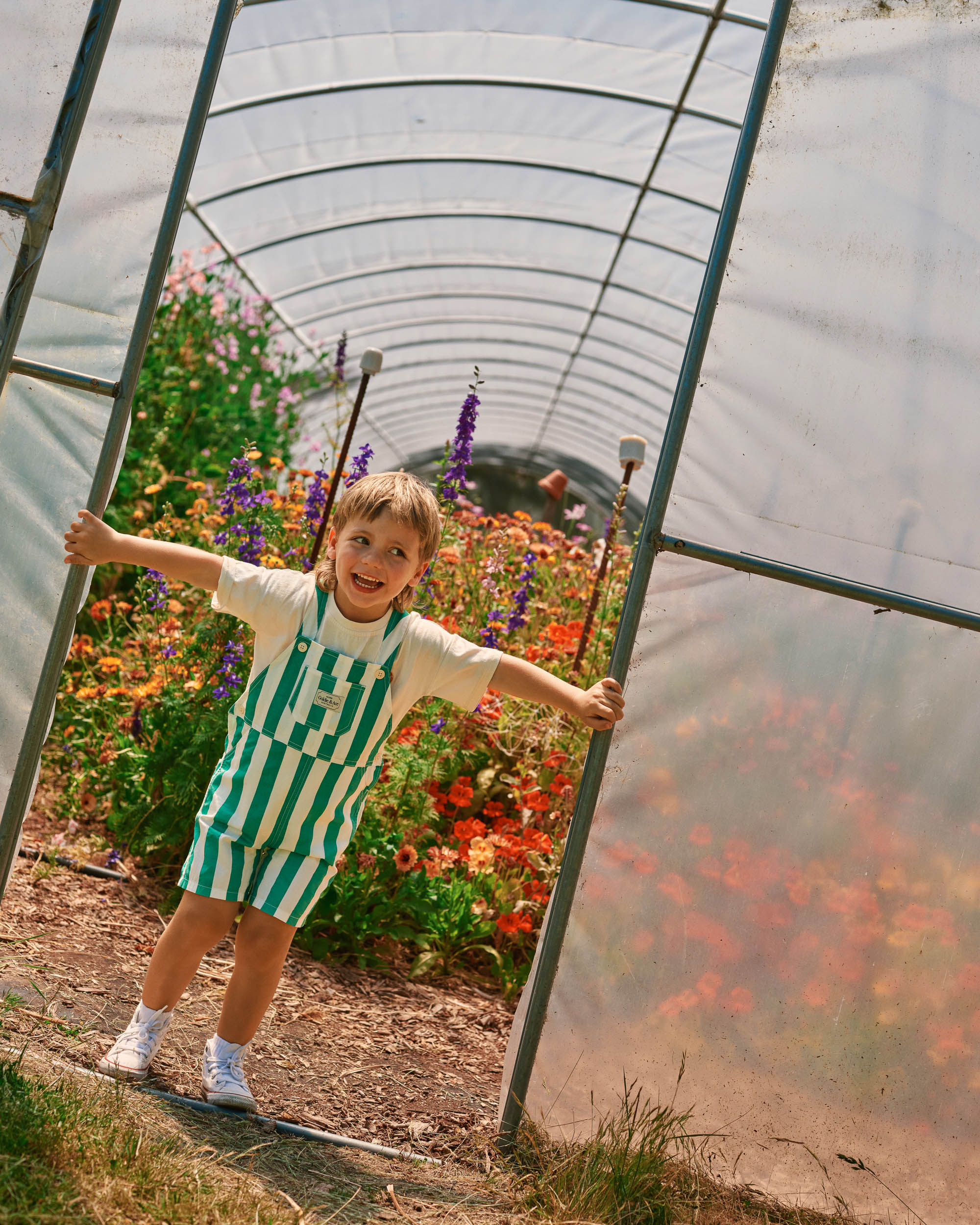 Happy Stripe Button Burton Overalls