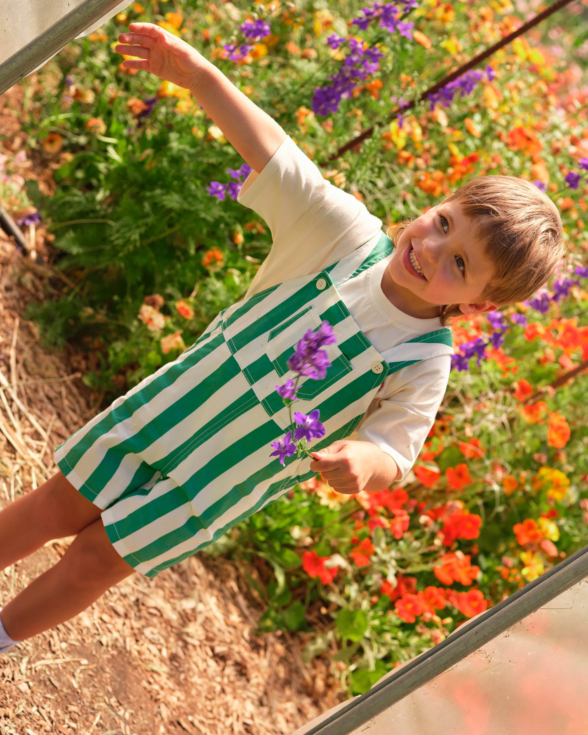 Happy Stripe Button Burton Overalls